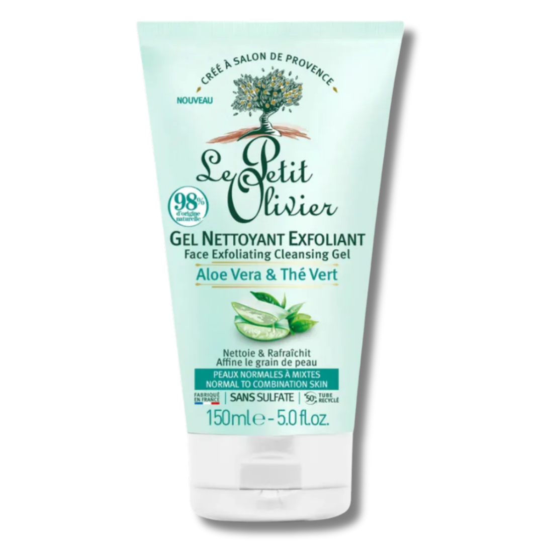 GEL EXFOLIANTE FACIAL ALOE VERA Y TÉ VERDE - LE PETIT OLIVIER 150ML