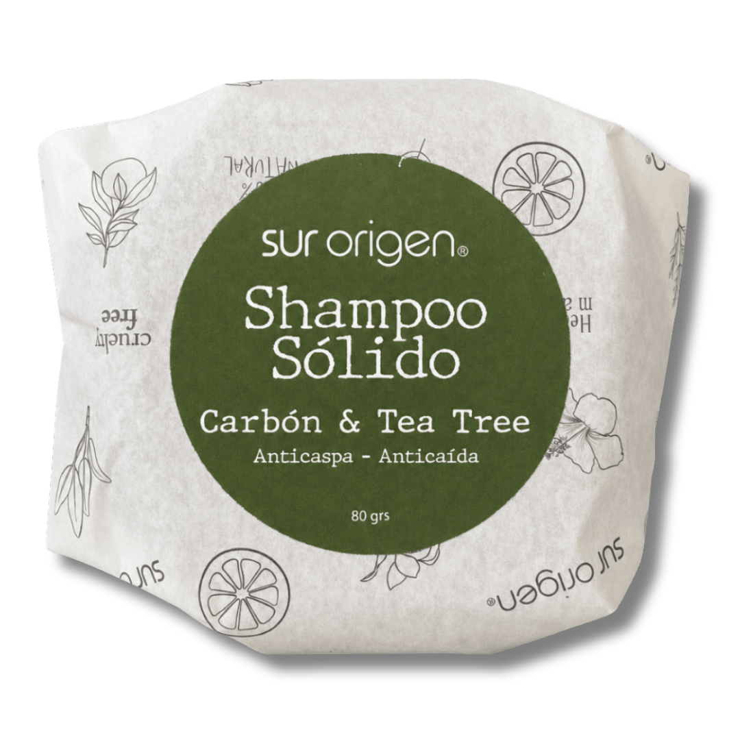 SHAMPOO SÓLIDO CARBÓN Y TEA TREE - SUR ORIGEN 80GRS